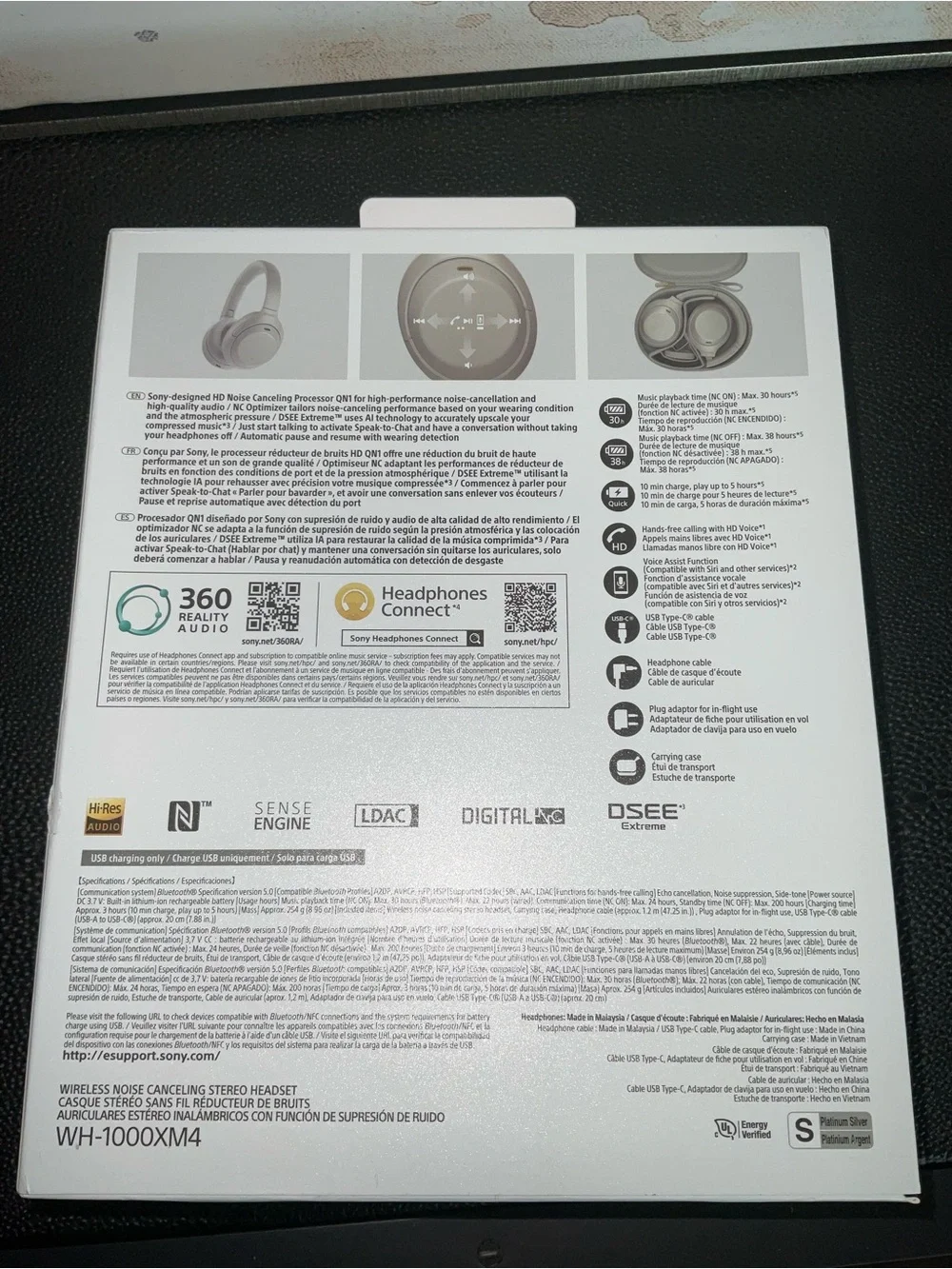 Sony WH-1000XM4 Wireless Headphones - Silver/Gray
